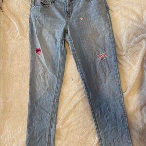 Old Navy Light Blue Jeans with Pink Embroidery